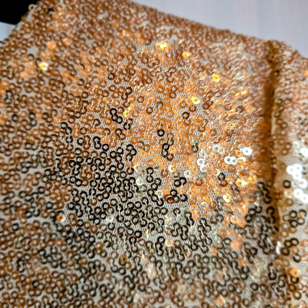 Rose Gold Sequin Mini Dress V Neck Short Sleeve Party Cocktail Holiday Sparkle S - Picture 12 of 12